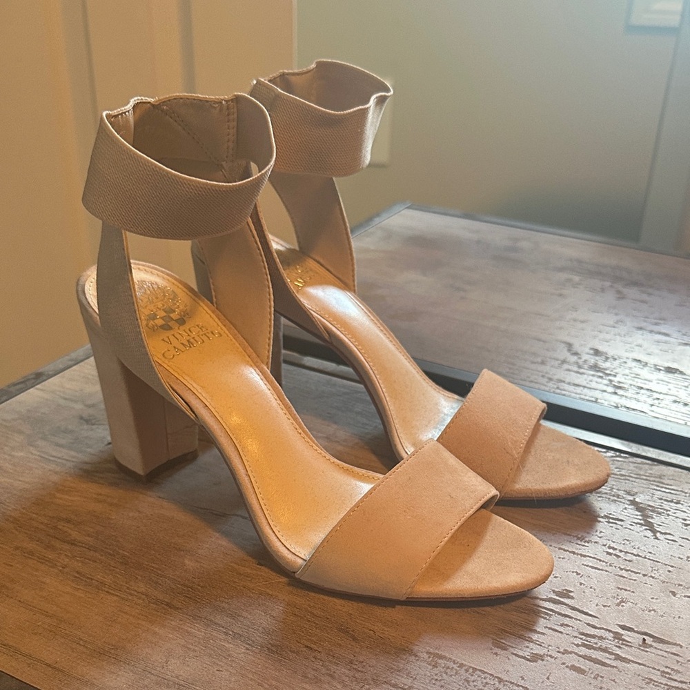 Vince Camuto Beige Ankle Strap Heels
